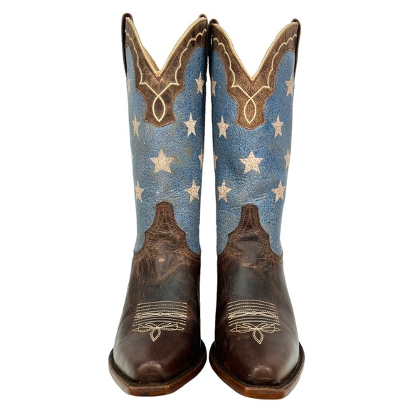 SOLD Shyanne Womens 7.5M Red White & Blue American Flag Western Pull-On Boots - Picture 2 of 12